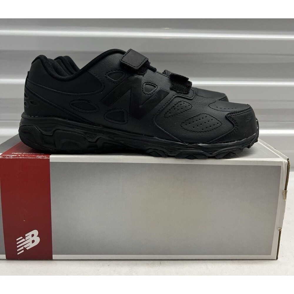 New Balance Little Kids 680 Triple Black Hook & Loop Closure Shoes SZ 1.5 X W